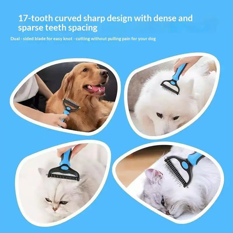 🏆 Dual-Sided Pet Dematting Rake & Undercoat Comb | Pain-Free Grooming Tool for Long-Haired Dogs & Cats ✨
