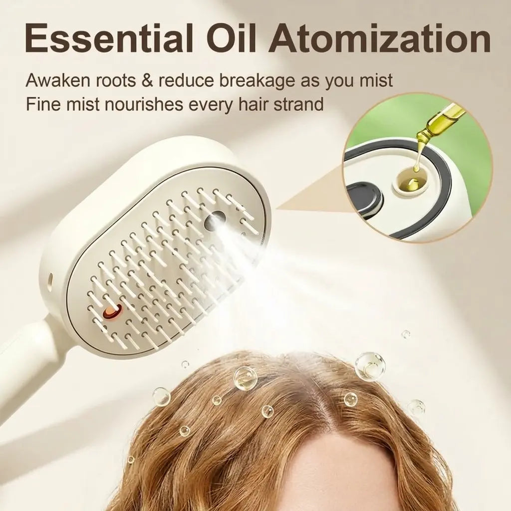 ✨ ✨ 1-Click Self-Cleaning Detangling Hair Brush wit✨ 1-Click Self-Cleaning Detangling Hair Brush with Hydrating Mist | Frizz Control & Scalp Massage 💆‍♀️