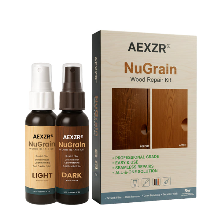 🌿 AEXZR® NuGrain Wood Repair Kit — Scratches Gone in 60 Seconds, Nano-Wood Fiber Fill, Zero-VOC Safe Formula