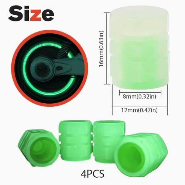 ✨ Universal Luminous Tire Valve Caps —Glow-in-the-Dark Neon Wheel Covers for Cars & Bikes 🚗