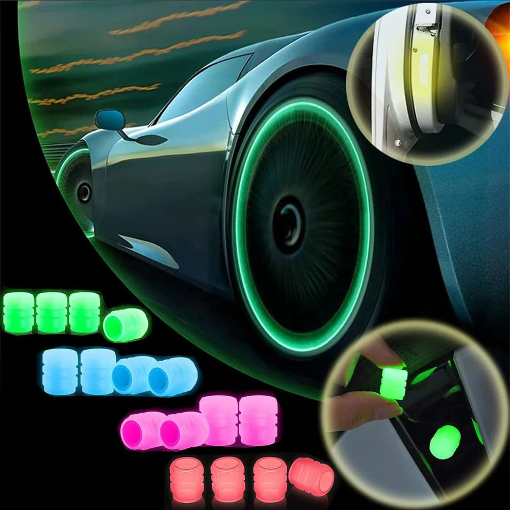 ✨ Universal Luminous Tire Valve Caps —Glow-in-the-Dark Neon Wheel Covers for Cars & Bikes 🚗