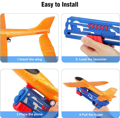 🏆 Ultimate LED Foam Airplane Launcher Toy | Up to 49Ft Flight, Safe & Screen-Free Outdoor Fun for Kids