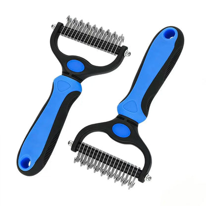 🏆 Dual-Sided Pet Dematting Rake & Undercoat Comb | Pain-Free Grooming Tool for Long-Haired Dogs & Cats ✨