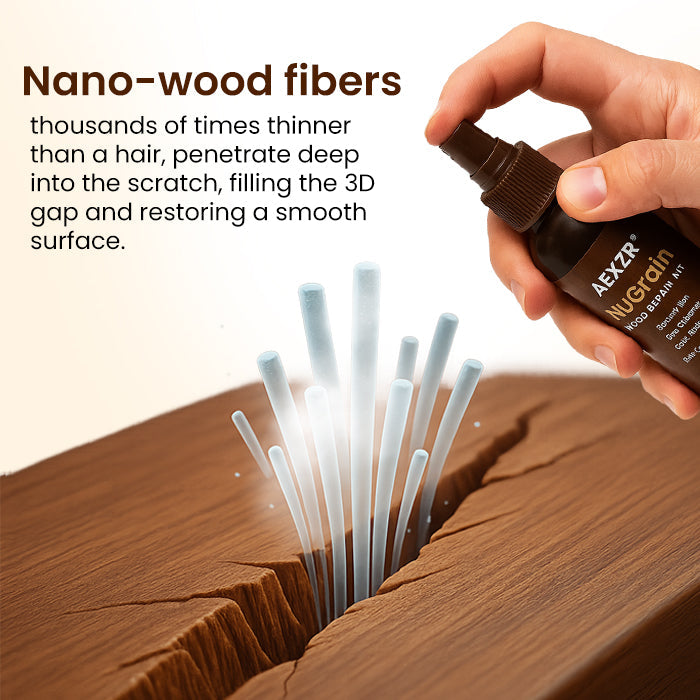 🌿 AEXZR® NuGrain Wood Repair Kit — Scratches Gone in 60 Seconds, Nano-Wood Fiber Fill, Zero-VOC Safe Formula