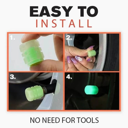 ✨ Universal Luminous Tire Valve Caps —Glow-in-the-Dark Neon Wheel Covers for Cars & Bikes 🚗