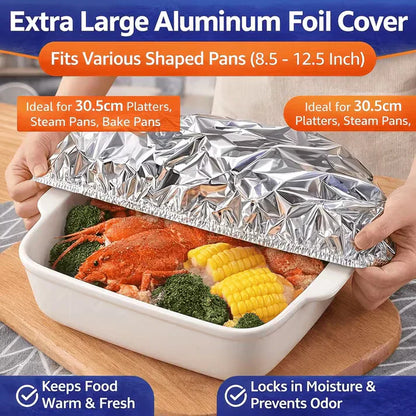 🌟Reusable Aluminum Foil Food Cover (40 Pack)-Lock in Freshness & Heat Instantly | Eco-Friendly Kitchen Essential