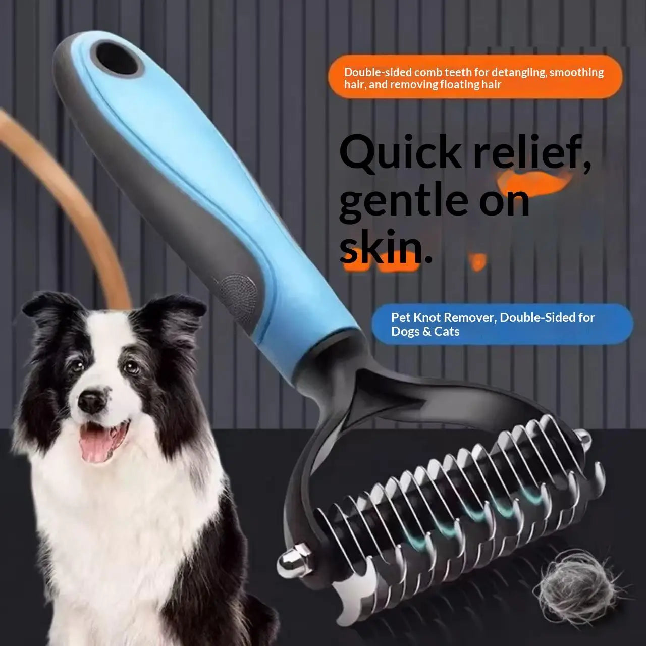 🏆 Dual-Sided Pet Dematting Rake & Undercoat Comb | Pain-Free Grooming Tool for Long-Haired Dogs & Cats ✨