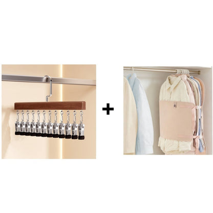 🏆360° Swivel Multi-Hook Wardrobe Organizer — ✨Strong Hold & No-Drill Easy Install✅