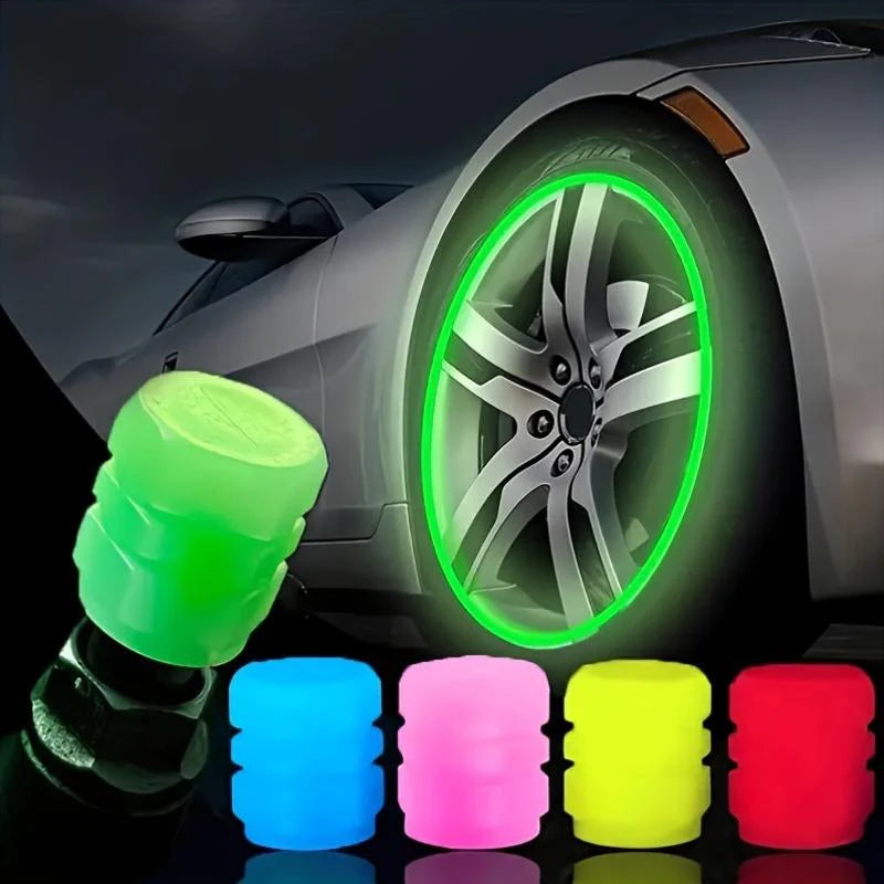 ✨ Universal Luminous Tire Valve Caps —Glow-in-the-Dark Neon Wheel Covers for Cars & Bikes 🚗