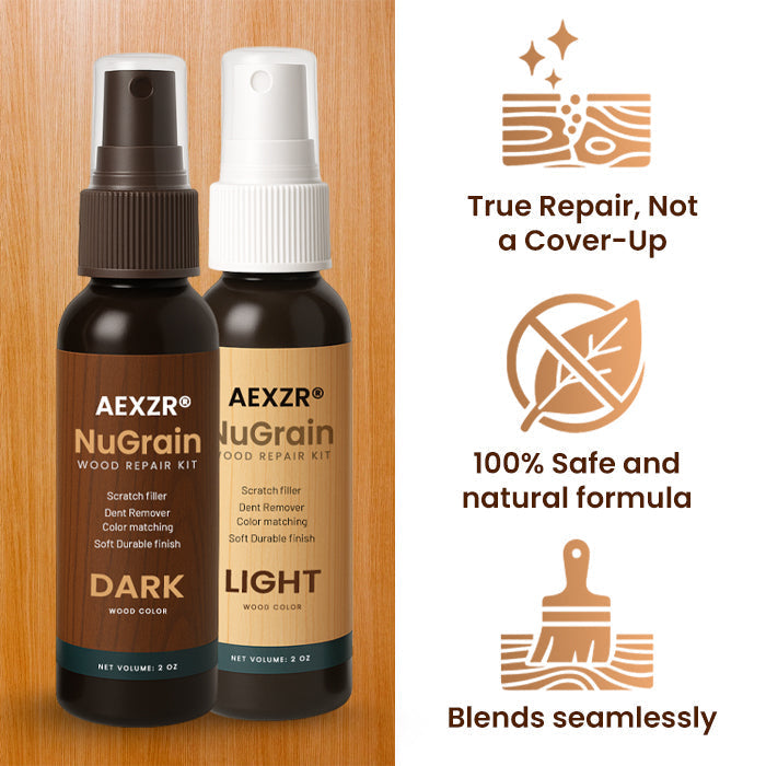 🌿 AEXZR® NuGrain Wood Repair Kit — Scratches Gone in 60 Seconds, Nano-Wood Fiber Fill, Zero-VOC Safe Formula