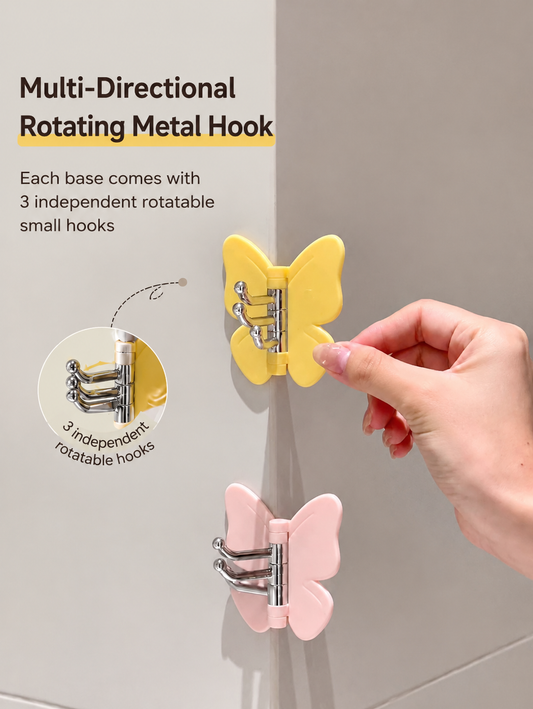 🏆 No-Drill Butterfly Triple Hook | Damage-Free Heavy Duty Organizer ✨