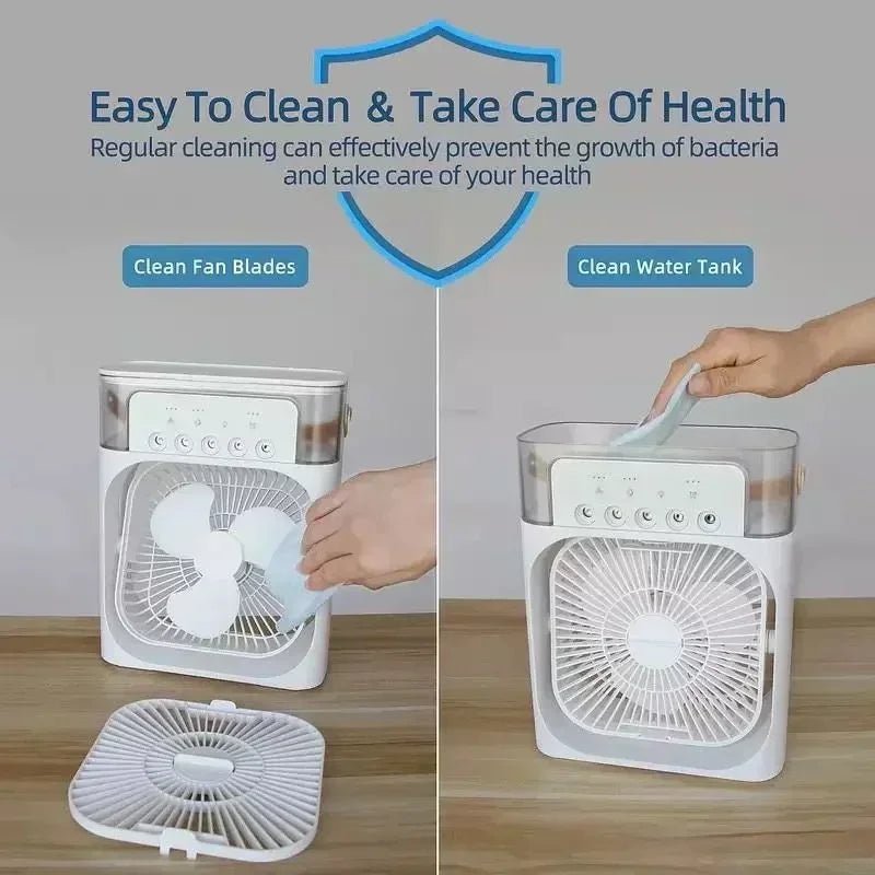 🏆🏆 Beat the Summer Heat | 3-in-1 Portable Personal Air Cooler & Humidifier with 7-Color LED Night Light