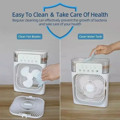🏆🏆 Beat the Summer Heat | 3-in-1 Portable Personal Air Cooler & Humidifier with 7-Color LED Night Light