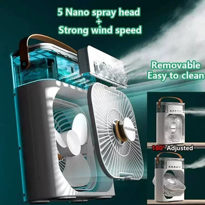 🏆🏆 Beat the Summer Heat | 3-in-1 Portable Personal Air Cooler & Humidifier with 7-Color LED Night Light