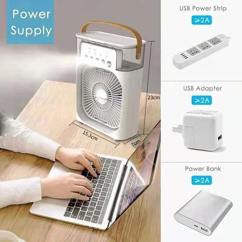 🏆🏆 Beat the Summer Heat | 3-in-1 Portable Personal Air Cooler & Humidifier with 7-Color LED Night Light