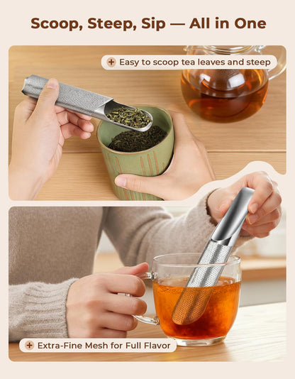 🍵 2-in-1 Tea Scoop Infuser — ✨Ultra-Fine Mesh Strainer, Effortless Loose Leaf Steeping Tool for a Perfect Brew! 🌿