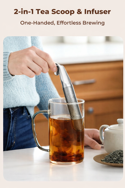 🍵 2-in-1 Tea Scoop Infuser — ✨Ultra-Fine Mesh Strainer, Effortless Loose Leaf Steeping Tool for a Perfect Brew! 🌿
