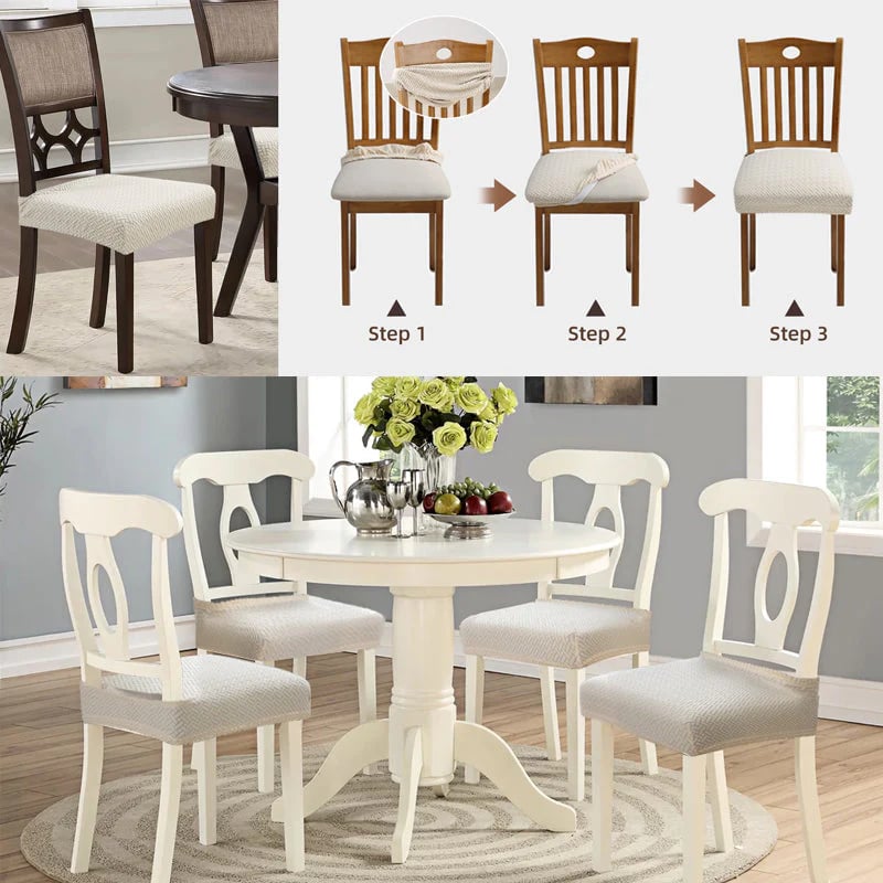 👜🪑 Waterproof Jacquard Chair Covers — ✨Stretchy, Durable & Non-Slip Seat Protectors for Dining Room, Pets & Kids! 🌟