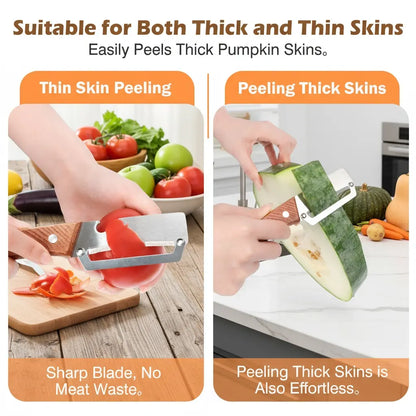 🔪 Pro-Grade Vegetable Peeler — ✨Wooden Handle, Built-In Bottle Opener, Heavy-Duty Fruit & Veggie Tool for Every Kitchen! 🪵