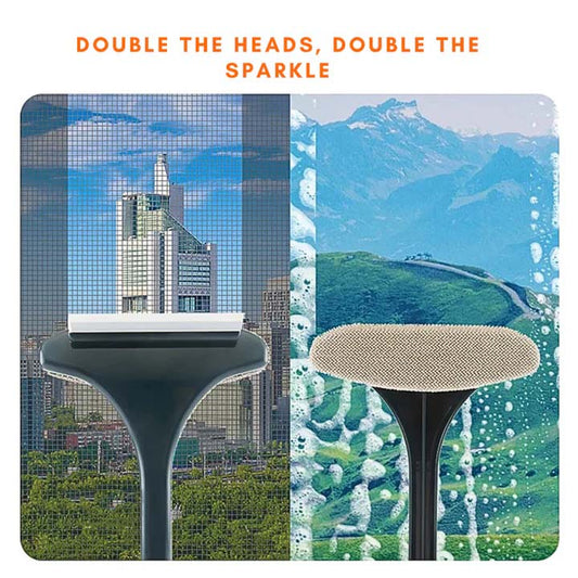 3-in-1 Professional Window Cleaning Tool —Dual-Head Scrubber & Squeegee with Built-in Sprayer