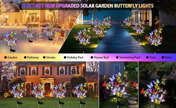 🦋Solar Butterfly Flower Lawn Light | Outdoor Courtyard Ground Plug Decorative Light | Villa Garden Landscape Waterproof Light | Automatic Lighting at Sunset